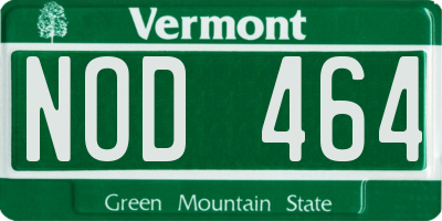 VT license plate NOD464