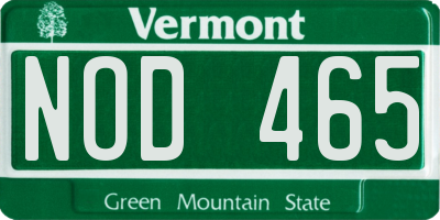 VT license plate NOD465