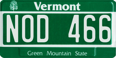 VT license plate NOD466