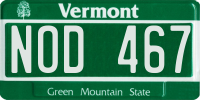VT license plate NOD467