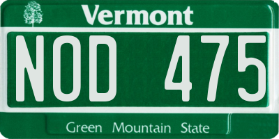 VT license plate NOD475