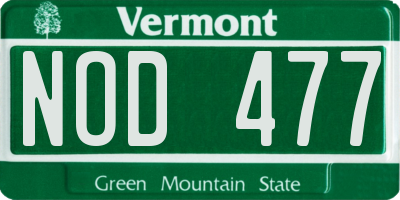 VT license plate NOD477