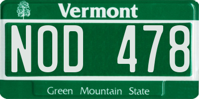 VT license plate NOD478