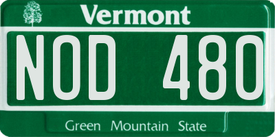 VT license plate NOD480
