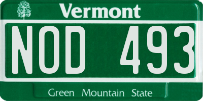 VT license plate NOD493