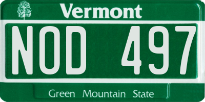 VT license plate NOD497
