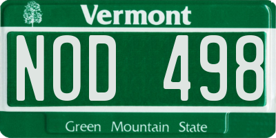 VT license plate NOD498