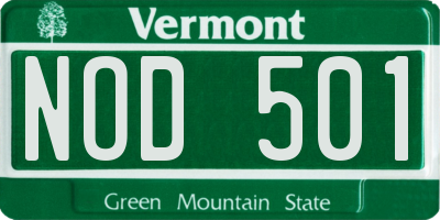 VT license plate NOD501