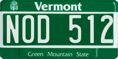VT license plate NOD512