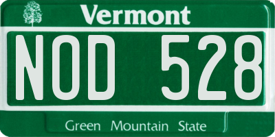 VT license plate NOD528