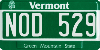 VT license plate NOD529