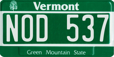 VT license plate NOD537