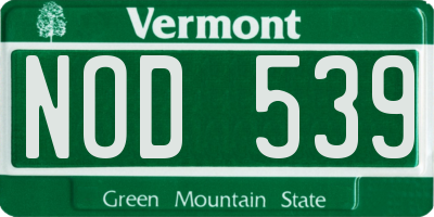 VT license plate NOD539