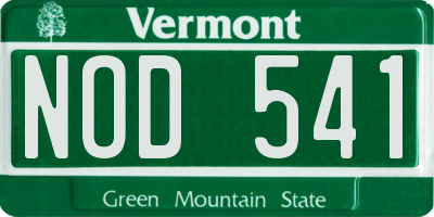 VT license plate NOD541