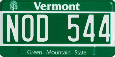 VT license plate NOD544