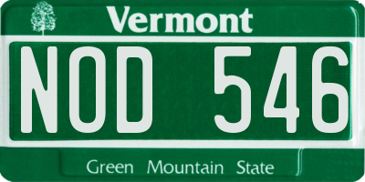 VT license plate NOD546