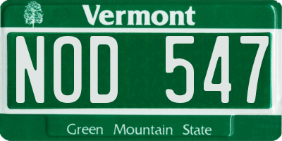 VT license plate NOD547