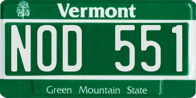 VT license plate NOD551