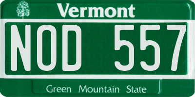VT license plate NOD557