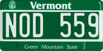 VT license plate NOD559