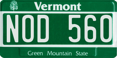 VT license plate NOD560