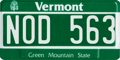 VT license plate NOD563