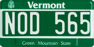 VT license plate NOD565