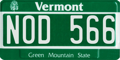 VT license plate NOD566