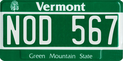 VT license plate NOD567