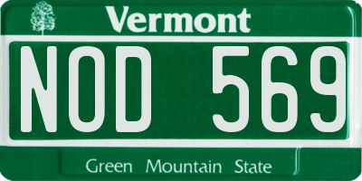 VT license plate NOD569