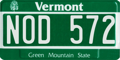 VT license plate NOD572
