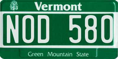 VT license plate NOD580