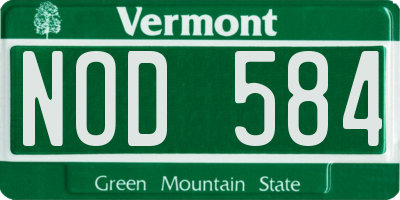VT license plate NOD584