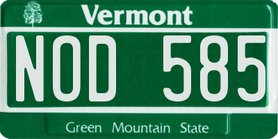 VT license plate NOD585