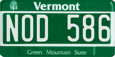 VT license plate NOD586