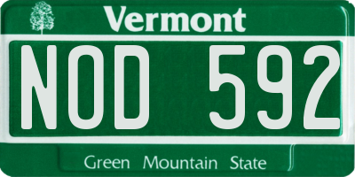 VT license plate NOD592