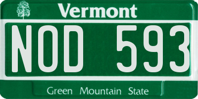 VT license plate NOD593