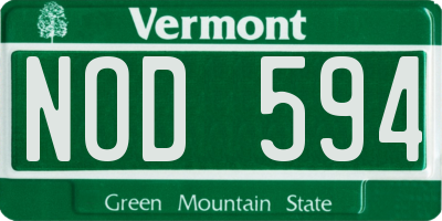 VT license plate NOD594
