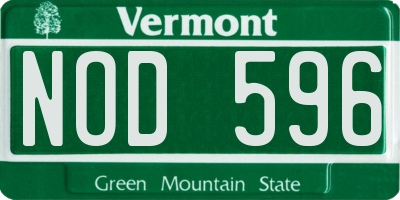 VT license plate NOD596