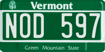 VT license plate NOD597