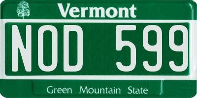 VT license plate NOD599