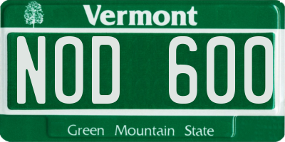 VT license plate NOD600