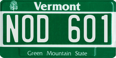 VT license plate NOD601
