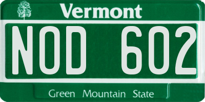 VT license plate NOD602