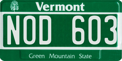 VT license plate NOD603