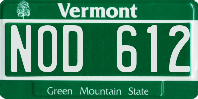VT license plate NOD612