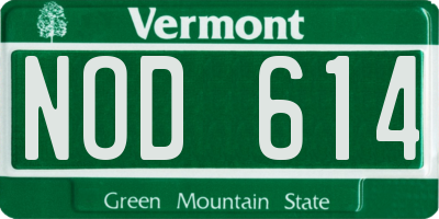 VT license plate NOD614