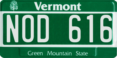 VT license plate NOD616