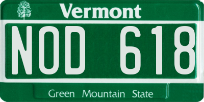 VT license plate NOD618