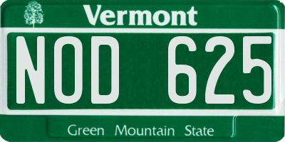 VT license plate NOD625